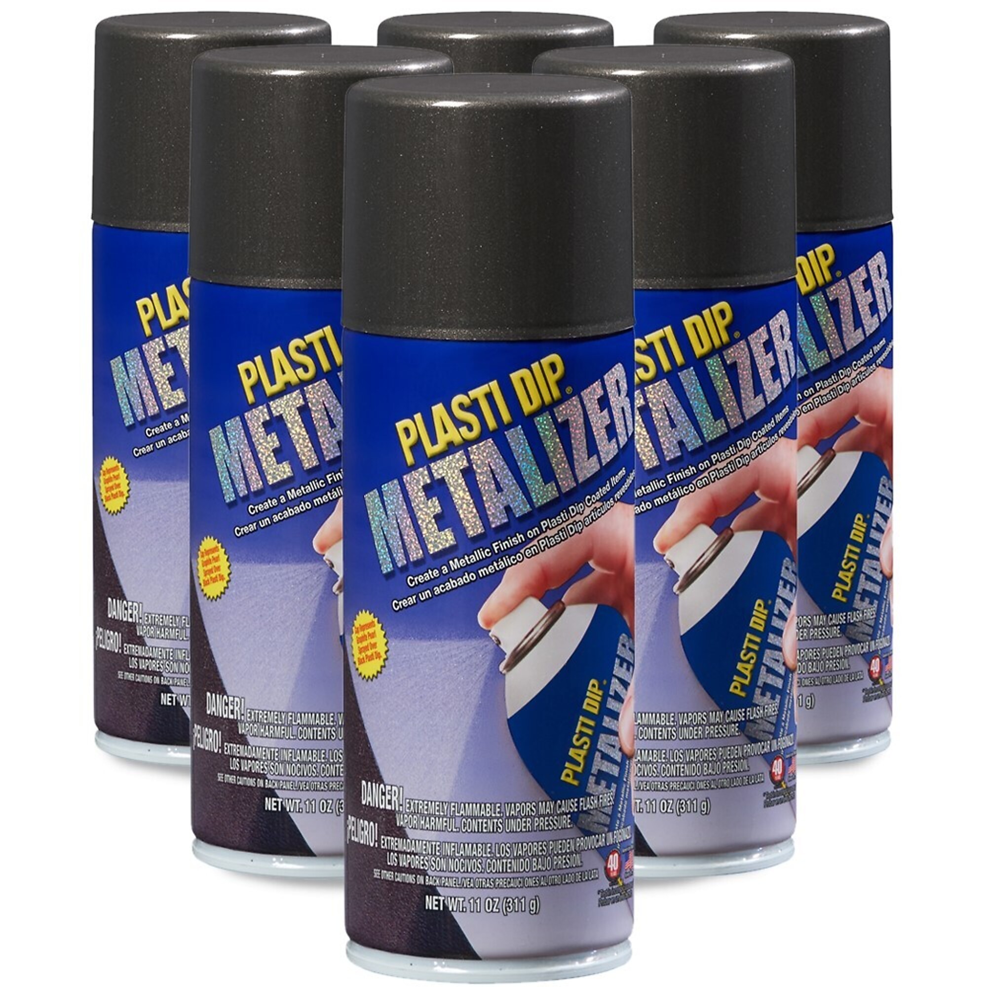 Plasti Dip Spray Metalizer — 11 Oz., Graphite Pearl, Flexible Rubber Coating, 6 Pk, Model# 11287-6